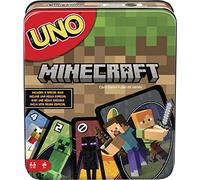 Mattel Games UNO Card Game, Gifts for Kids and Family Night, Themed to Minecraft Video Game, Travel Games, Storage Tin Box , HJC88