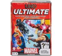 Mattel Games UNO Ultimate Marvel Card Game French Version Superhero Design Captain Marvel Iron Man Black Panther Thor Special Rules 7+ Years HPT47