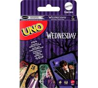Mattel Games UNO Wednesday Card Game for Kid, Adult & Family Nights, Parties, Travel & Camping, Toy Collectible Inspired by the Series, JHB18