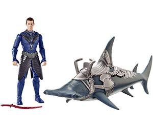 Mattel GmbH FYR96 DC Aquaman Figurine, Vulko with Hammerhead Shark and Armor, 15 cm