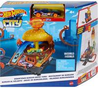 Hot Wheels City Burger Drive-Thru Playset with 1 Vehicle, Connects to Other Playsets & Tracks, Gift for Kids A