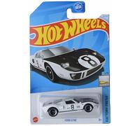 Mattel Hot Wheels Ford GT40, 1:64 Scale Die Casting, Classic Cars, 10 Count, Kid, Unisex, White/Black, 3 inches