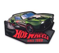 Mattel Hot Wheels Green Shark Car Embossed Metal Sign | Large Hot Wheels Wall Decor for Kids' Bedroom or Man Cave
