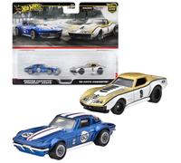 Mattel Hot Wheels HRR80 Premium 2 Pack '69 COPO Corvette/Custom Corvette Stingray Coupe Vehicle Toy Mini Car 3 Years Old Blue
