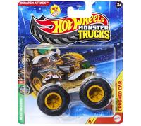 Mattel Hot Wheels Monster Trucks Collectible Toy 1:64 Scale Diecast Model Vehicle - Beast Bashers 1/5 Scratch Attack - JDP68