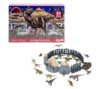 Mattel Jurassic World Advent Calendar, 24 Days of Toy Surprises, 19 Mini Dinosaurs, 1 Human, 4 Scene Pieces, Jurassic Park Island Visitor, JLD23