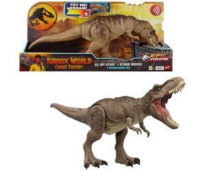 Mattel Jurassic World Chaos Theory All-Out Attack Tyrannosaurus Rex Dinosaur Action Figure Toy, T. rex with Rampage Attack, Chomp & Roar & Evolved Spikes, Digital Play
