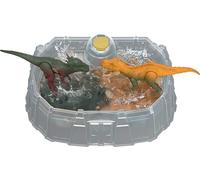 Mattel Jurassic World Dino Reveal Dinosaur 2-Pack of Toys with Battle Arena, Warm Water Uncovers Full Decoration, Color Change Play, Species Vary