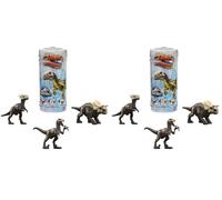 Mattel Jurassic World Dino Reveal Dinosaur Toys, Unpack Surprise & Warm Water Uncovers Full Decoration, 5 to 7 Inches, Species Vary, JDC52 (Pack of 2)