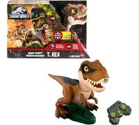 Mattel Jurassic World RC Dinosaur Toy, Roarin’ Frenzy T Rex Dino with Sound & 2 Modes, Full-Function Remote Control, Attack or Spin
