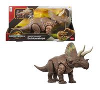 Mattel Jurassic World Rebirth Gigantic Thrashers Eotriceratops Dinosaur Figure Toy Large Species 2 Tail Activated Rampage Attacks Digital Play