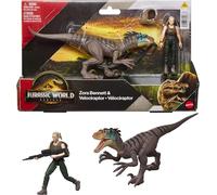 Mattel Jurassic World Rebirth Human & Dinosaur Figure Pack, Zora Bennett & Velociraptor, Movie-Accurate 3.75 Inch Scale, Posable Collectible