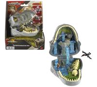 Mattel Jurassic World Rebirth Micro Adventure Playset, Tyrannosaurus Rex Head Opens to 4 Interactive Features, 3 Micro Figures, T. Rex Dinosaur Toy,