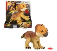 Mattel Jurassic World Rebirth Primal Protector Aquilops Dolores Interactive Dinosaur Toy with Attack Action & Sounds, Pet-Style Electronic Figure with Food Accessory, JGC01