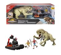 Mattel Jurassic World Rebirth Storypack, Vehicle with Dinosaur & Human Figures, Movie Raft & Distortus Rex & Delgado, Isabella & Aquilops, Island Escape, JGB55