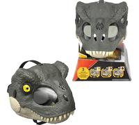 Mattel Jurassic World Rebirth T-Rex Rage N Roar Mask with LED Light Up Eyes, Blink Action with 3 Level Aggression Effect, Dinosaur Costume Headgear Toy