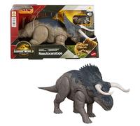 Mattel Jurassic World Rebirth Wild Roar Nasutoceratops Dinosaur Toy with Tail-Controlled Chomp Multi-Direction Attack & Sound, Posable & Digital Play, JGC81, Earthy/Neutral