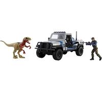Mattel Jurassic World Search 'n Smash Truck Set with Atrociraptor Dinosaur & Human Action Figure, Vehicle with Destruct Features