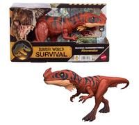 Mattel Jurassic World Wild Roar Afrovenator Dinosaur Action Figure Toy, Attack Action & Lights & Roar Sound, Scan Code for Digital Play, JKL76