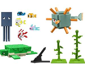 Mattel Minecraft Aquatic Defenders Figure Pack with 8 Action Figures, Authentic Video-Game Characters, Collectible Set, 3.25-inch Scale