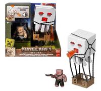 Mattel Minecraft Action Figure Set, Blast Attack Ghast with Lights, Sounds, Launcher & Projectile, Plus Piglin Warrior Inspired by The Movie