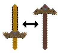 Mattel Minecraft Click & Switch Sword & Pick-Axe, Transforming Kid-Sized 2-in-1 Toy for Role-Play & Costumes
