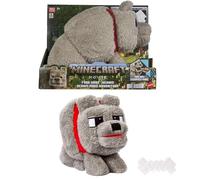 Mattel Minecraft Dennis the Wolf Plush Toy with Feeding Action & Sound, Food Mode Stuffed Animal Inspired by A Minecraft Movie, JDW26