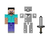 Mattel Minecraft Diamond Level Steve, 5.5-inch Collector Action Figure with Die-cast Accessories, Toy Collectible Gift for Adult Fans & Kids Ages 6