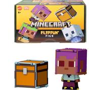 Mattel Minecraft Flippin’ Figs 2-Pack, 2 Action Figures in 3.75-inch Scale with Large Heads & 2-in-1 Fidget Play, Efe / Sailboat & Dolphin / Treasure Chest, JCY31