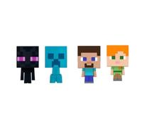 Mattel Minecraft Mob Head Minis 2022 Set of 4 Micro Figures from HHP58-956B with Alex, Steve, Enderman and Supercharged Creeper