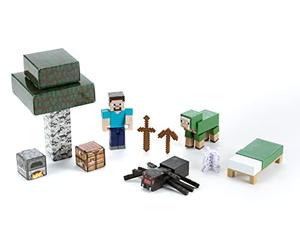 MATTEL Minecraft Overworld Noob Adventure Pack Figures Accessories and Papercraft Blocks, Complete Play in a Box, Toy for Kids Ages 6 Years and Older