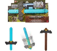 Mattel Minecraft Sword and Pickaxe 2-in-1 Toy, Button-Activated