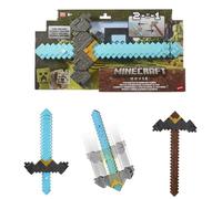 Mattel Minecraft Sword and Pickaxe 2-in-1 Toy, Button-Activated Click and Switch Role-Play Accessory Inspired by A Minecraft Movie, JFR72