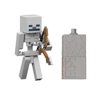 Mattel Minecraft Toys, Skeleton Action Figure with Accessory & Redstone Building Piece, 3.25-inch Scale Collectible Set Inspired by Video Game, JJR93