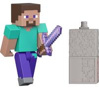 Mattel Action Figure Steve – 3.25-inch Minecraft Collectible with Accessory & Redstone, JJR85