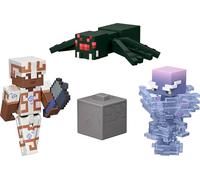 Mattel Minecraft Tricky Trials Set of 3 Action Figures, 2 Accessories and Colour Changing, Collectable Toy in Scale of 8.3 cm