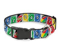 Mattel Pet Collar, Dog Collar Plastic Buckle, UNO Cards Lineup Stack Multi Color, 20 to 31 Inches 1.5 Inch Wide