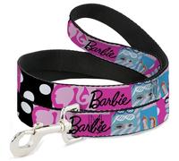 Mattel Pet Leash, Dog Leash, Barbie Accessory Icons Collage Multi Color, 6 Feet Long 1.5 Inch Wide