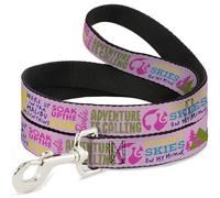 Mattel Pet Leash, Dog Leash, Barbie Camp Malibu Quotes and Icons Pink Multi Color, 6 Feet Long 0.5 Inch Wide