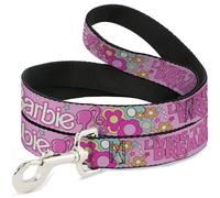 Mattel Pet Leash, Dog Leash, Barbie Living The Dream Life Icons Collage Pinks, 6 Feet Long 1.5 Inch Wide