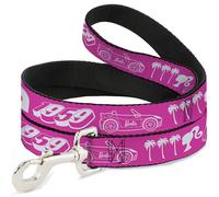 Mattel Pet Leash, Dog Leash, Barbie Script Signature and Icons Pink White, 6 Feet Long 1.5 Inch Wide