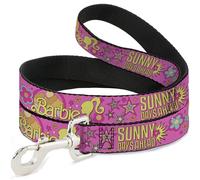Mattel Pet Leash, Dog Leash, Barbie Sunny Days Ahead Icons Collage Pink Multi Color, 6 Feet Long 1.5 Inch Wide