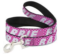 Mattel Pet Leash, Dog Leash, Barbie Text and Polka Dots Pinks White, 6 Feet Long 1.5 Inch Wide