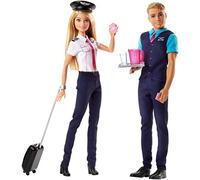 Mattel Pink Passport Pilot Doll Playset - Includes Barbie & Ken Dolls, Luggage, Passports & Drinks Tray Accessories
