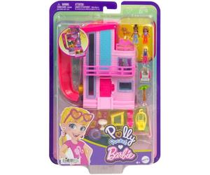 MATTEL POLLY POCKET BARBIE DREAMHOUSE COMPACT TOY PLAYSET WITH 3 MICRO DOLLS NEW