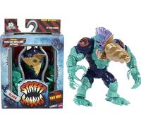 Mattel Street Sharks Slash Action Figure Toy, 90s TV Half-Man Villain, 6-Inch Articulated Nostalgia Toy with Real-Like Skin, Bite & Drill Action