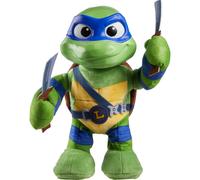 Mattel Teenage Mutant Ninja Turtles: Mutant Mayhem Leonardo Plush Toy with Action and 20+ Sounds, Character Stylized 11 Inch Soft Doll with Vinyl Head