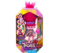 Mattel Fashion Doll - DreamWorks Trolls Queen Poppy, Hairsational Reveals, Transforming Hair, HNF16