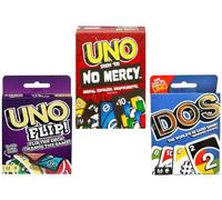 Mattel Uno No Mercy, Flip and Dos Card Game, Combo Pack of 3