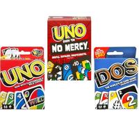 Mattel Uno No Mercy, Uno and Dos Card Game, Combo Pack of 3
